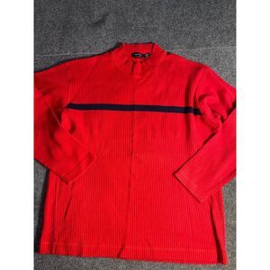Nautica Sweater Mens 2XL Red Ribbed Solid Long Sleeve Mock Neck Embroidered Logo